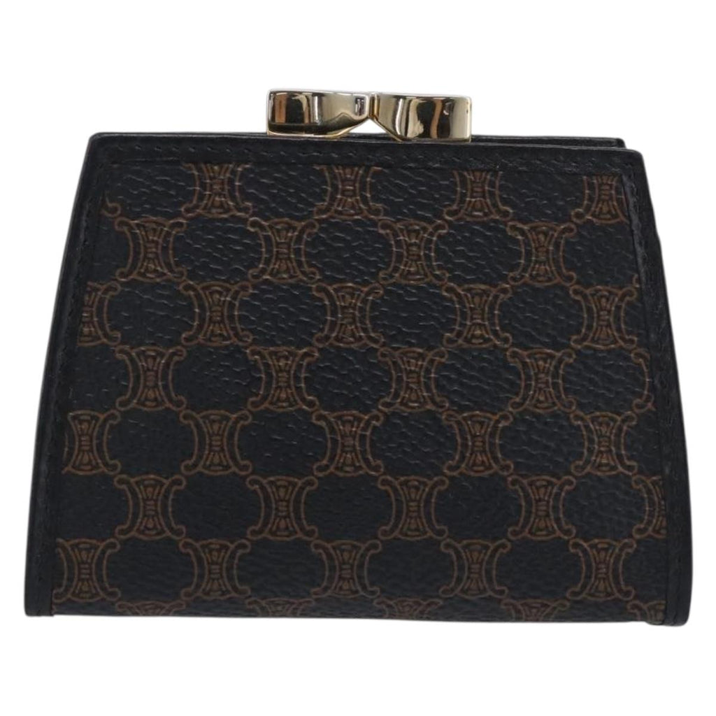 CELINE Macadam Canvas Coin Purse Black Gold Auth 211472A