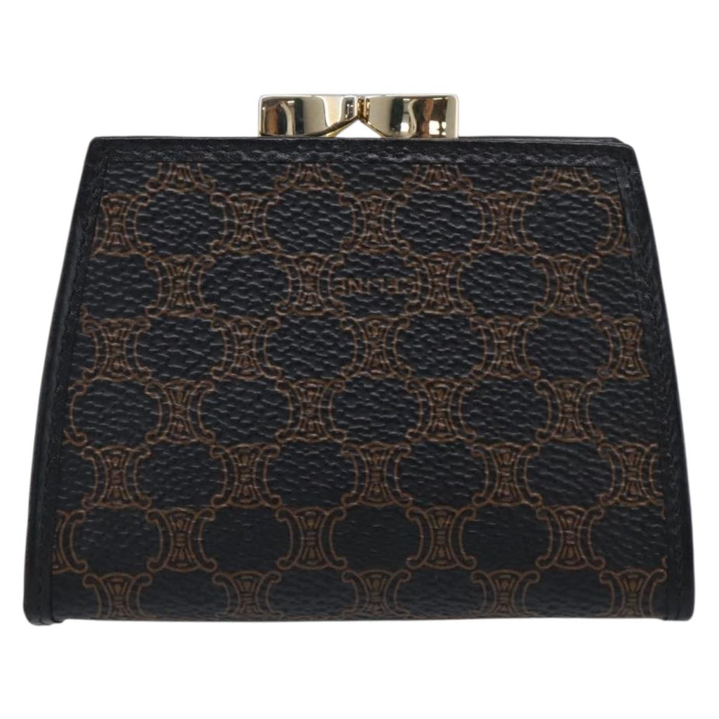 CELINE Macadam Canvas Coin Purse Black Gold Auth 211472A