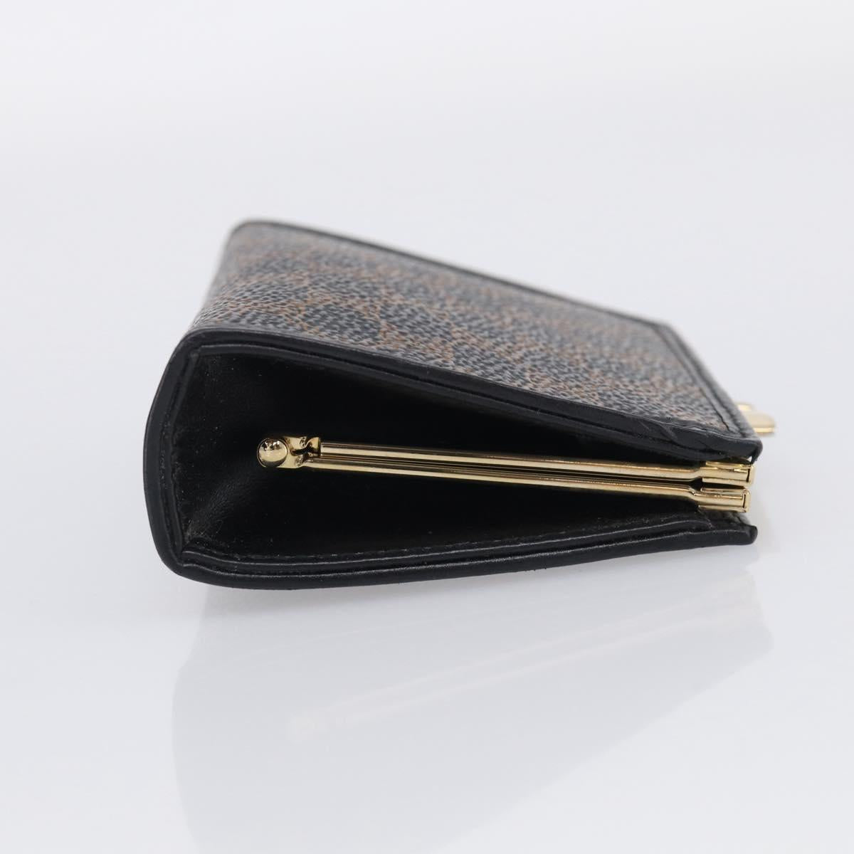 CELINE Macadam Canvas Coin Purse Black Gold Auth 211472A