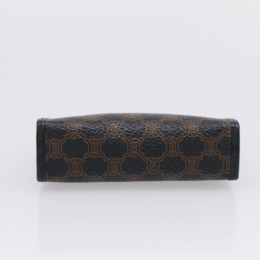 CELINE Macadam Canvas Coin Purse Black Gold Auth 211472A