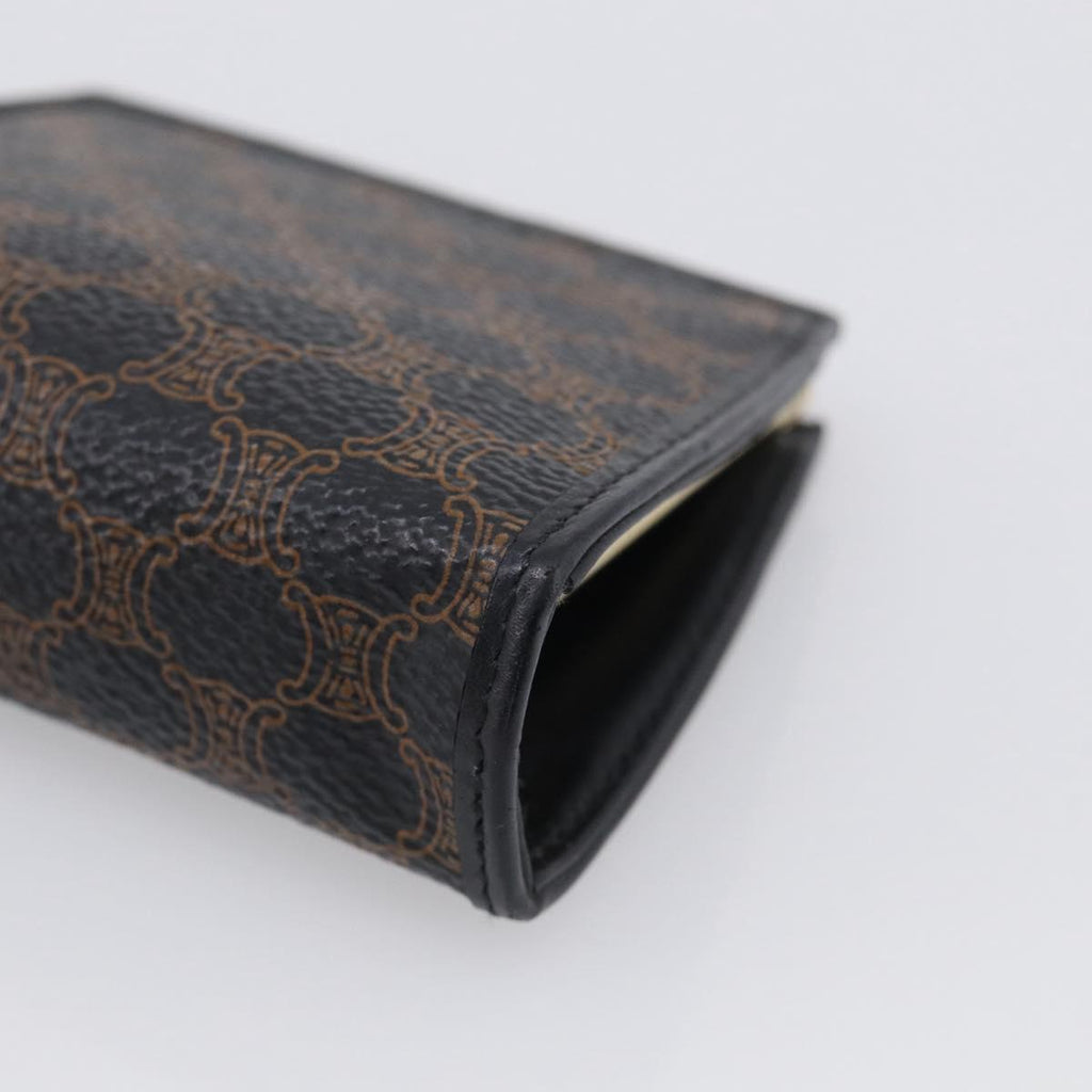 CELINE Macadam Canvas Coin Purse Black Gold Auth 211472A