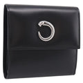 Cartier PANTHERE Wallet Leather Black Silver Auth 211473A