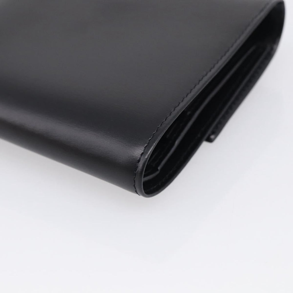 Cartier PANTHERE Wallet Leather Black Silver Auth 211473A