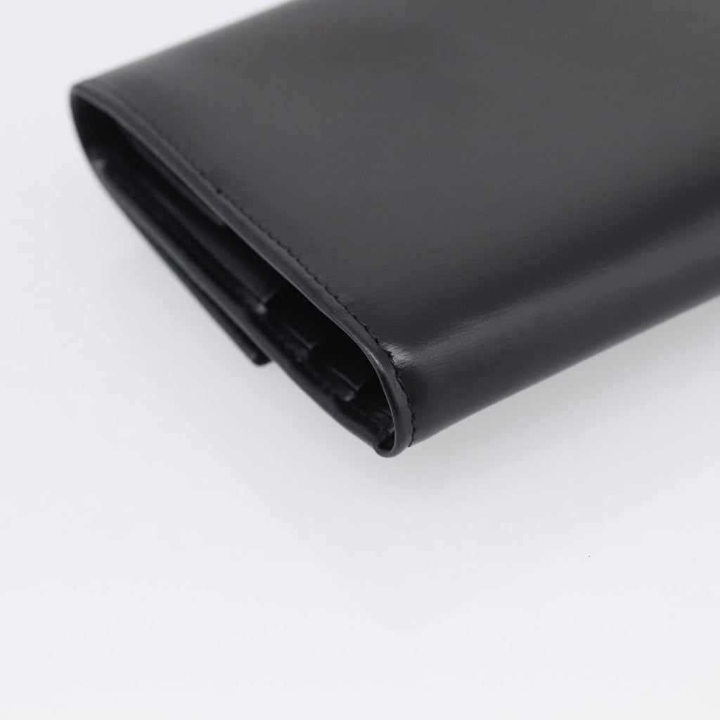 Cartier PANTHERE Wallet Leather Black Silver Auth 211473A
