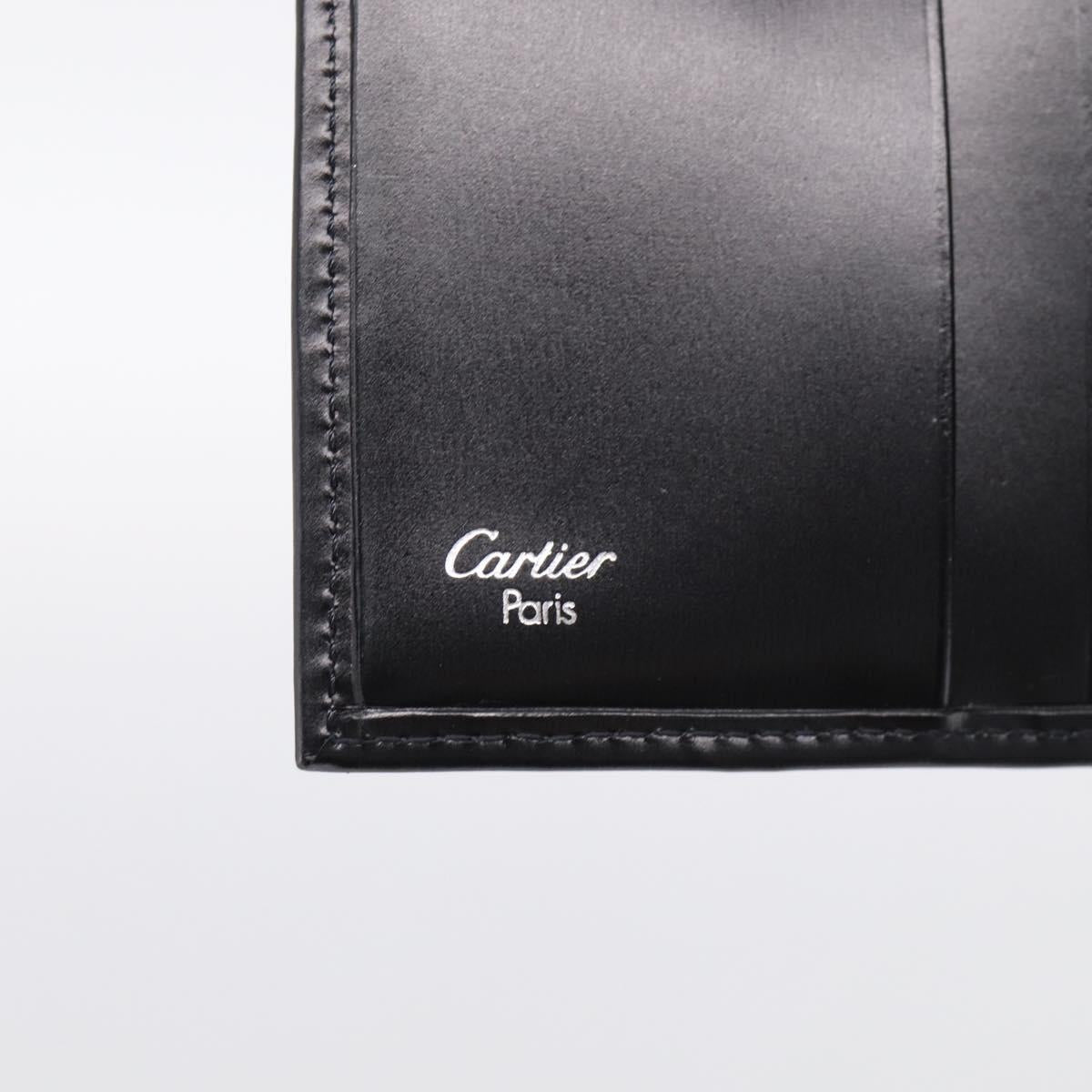 Cartier PANTHERE Wallet Leather Black Silver Auth 211473A