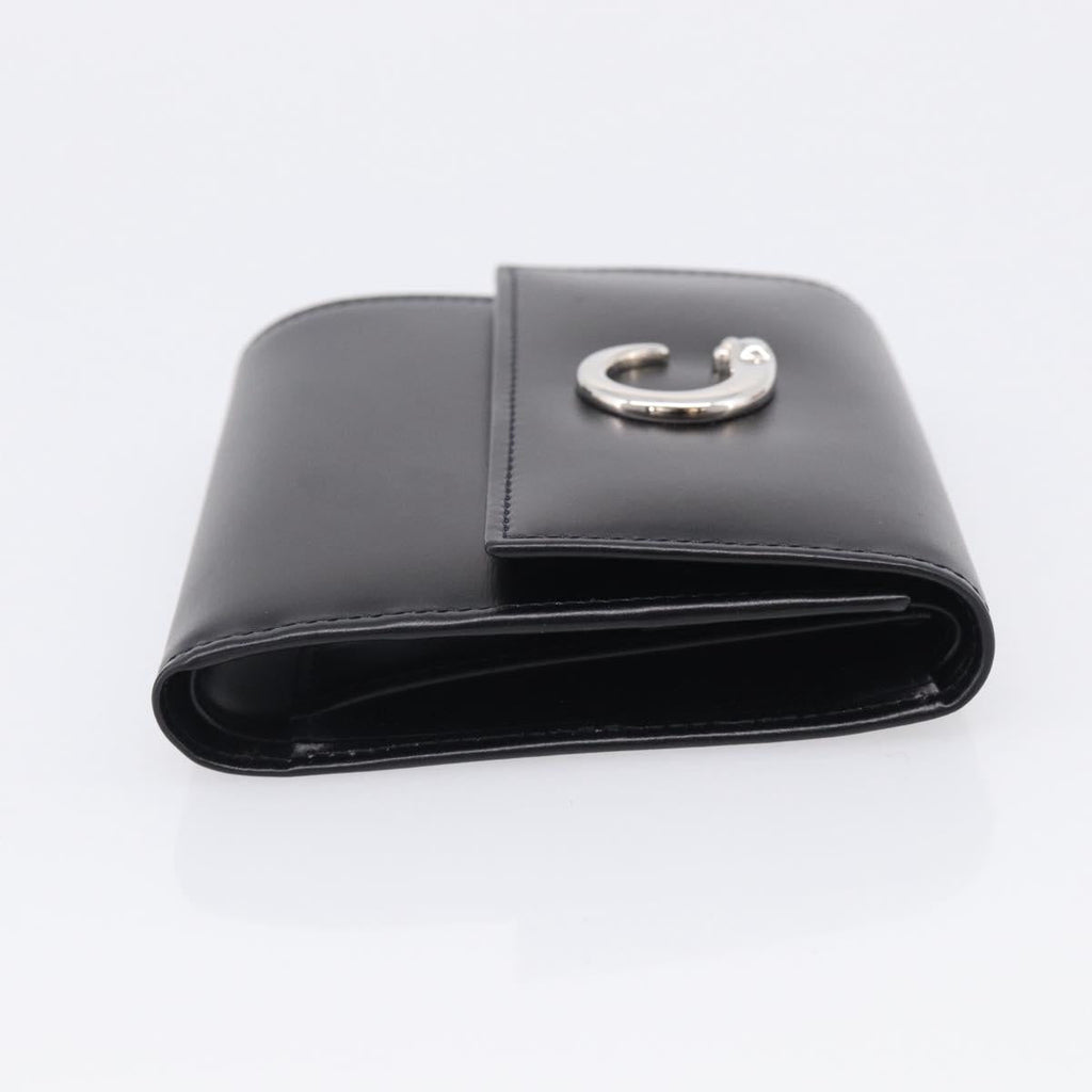 Cartier PANTHERE Wallet Leather Black Silver Auth 211473A