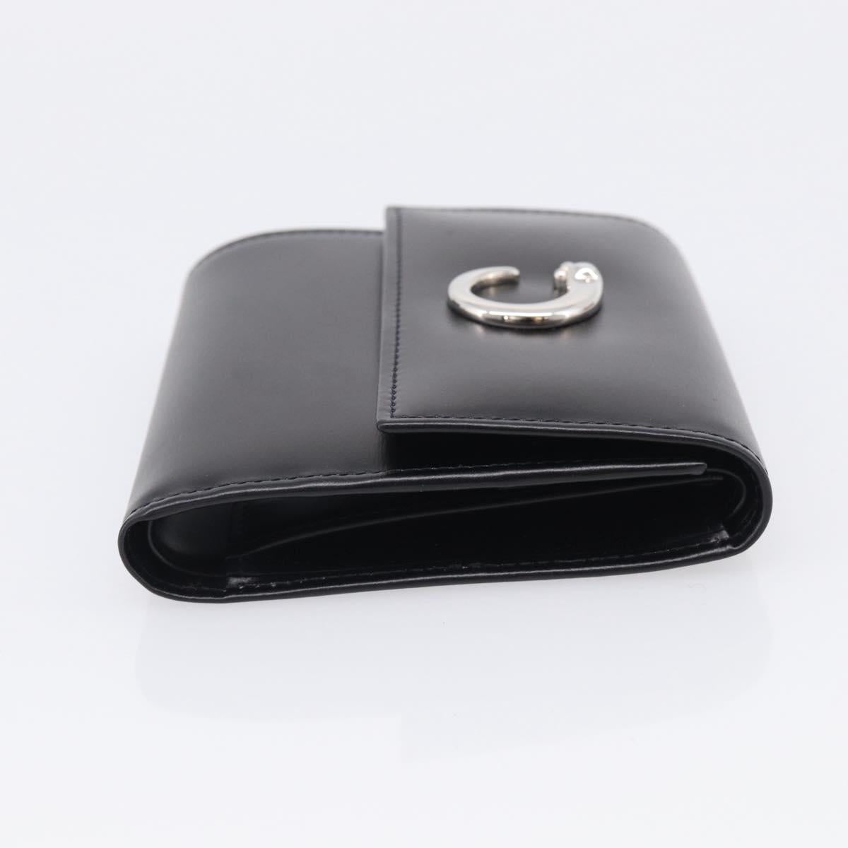 Cartier PANTHERE Wallet Leather Black Silver Auth 211473A