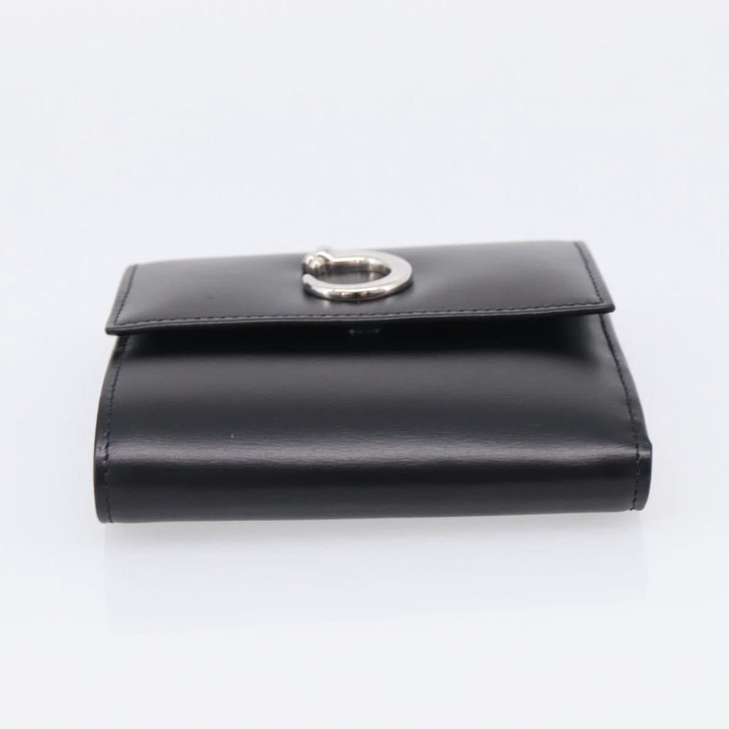 Cartier PANTHERE Wallet Leather Black Silver Auth 211473A
