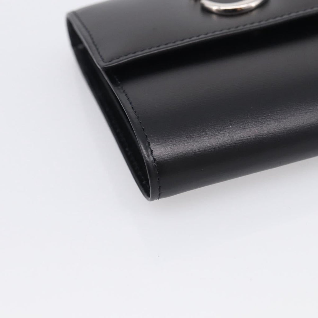 Cartier PANTHERE Wallet Leather Black Silver Auth 211473A