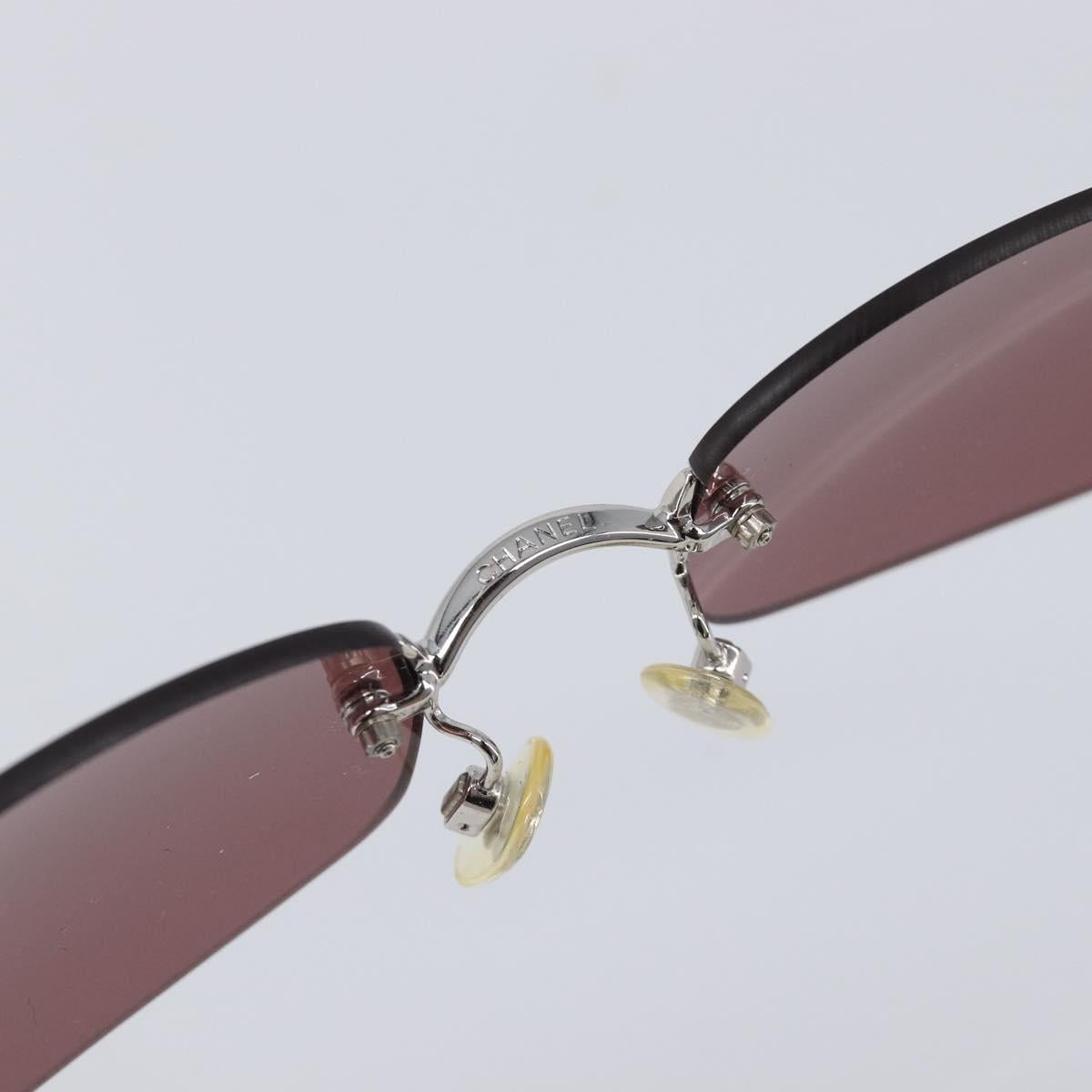 CHANEL COCO Mark Sunglasses Metal Brown Silver CC Auth 211503M