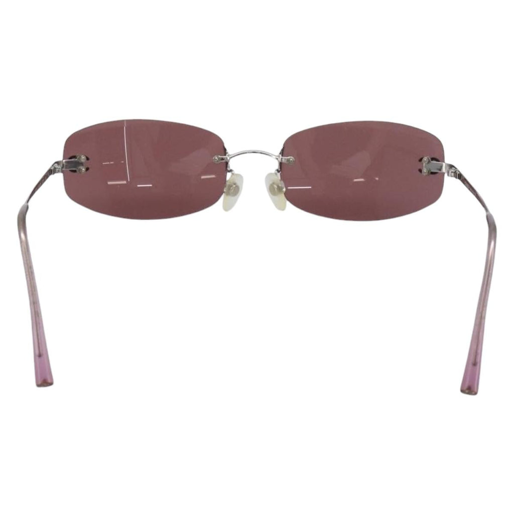 CHANEL COCO Mark Sunglasses Metal Brown Silver CC Auth 211503M
