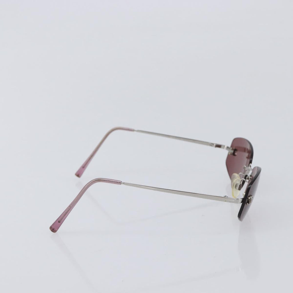 CHANEL COCO Mark Sunglasses Metal Brown Silver CC Auth 211503M