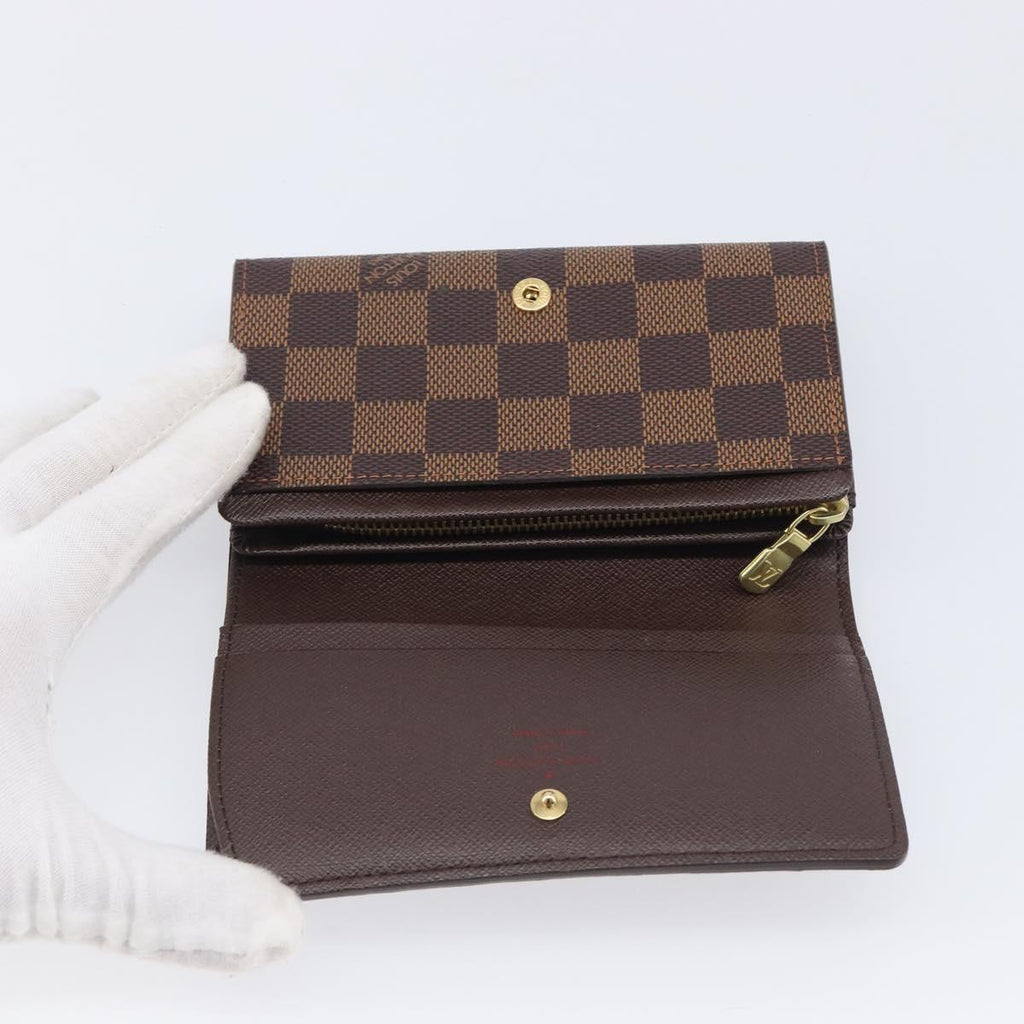 LOUIS VUITTON Damier Ebene Portefeuille Tresor Wallet N61736 LV Auth 211506V
