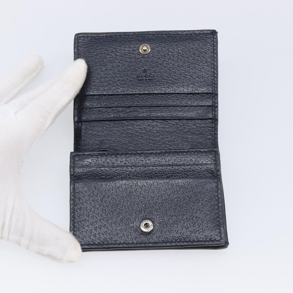 GUCCI GG Supreme Ophidia Sherry Line Wallet PVC Navy Silver 523155 Auth 211508V