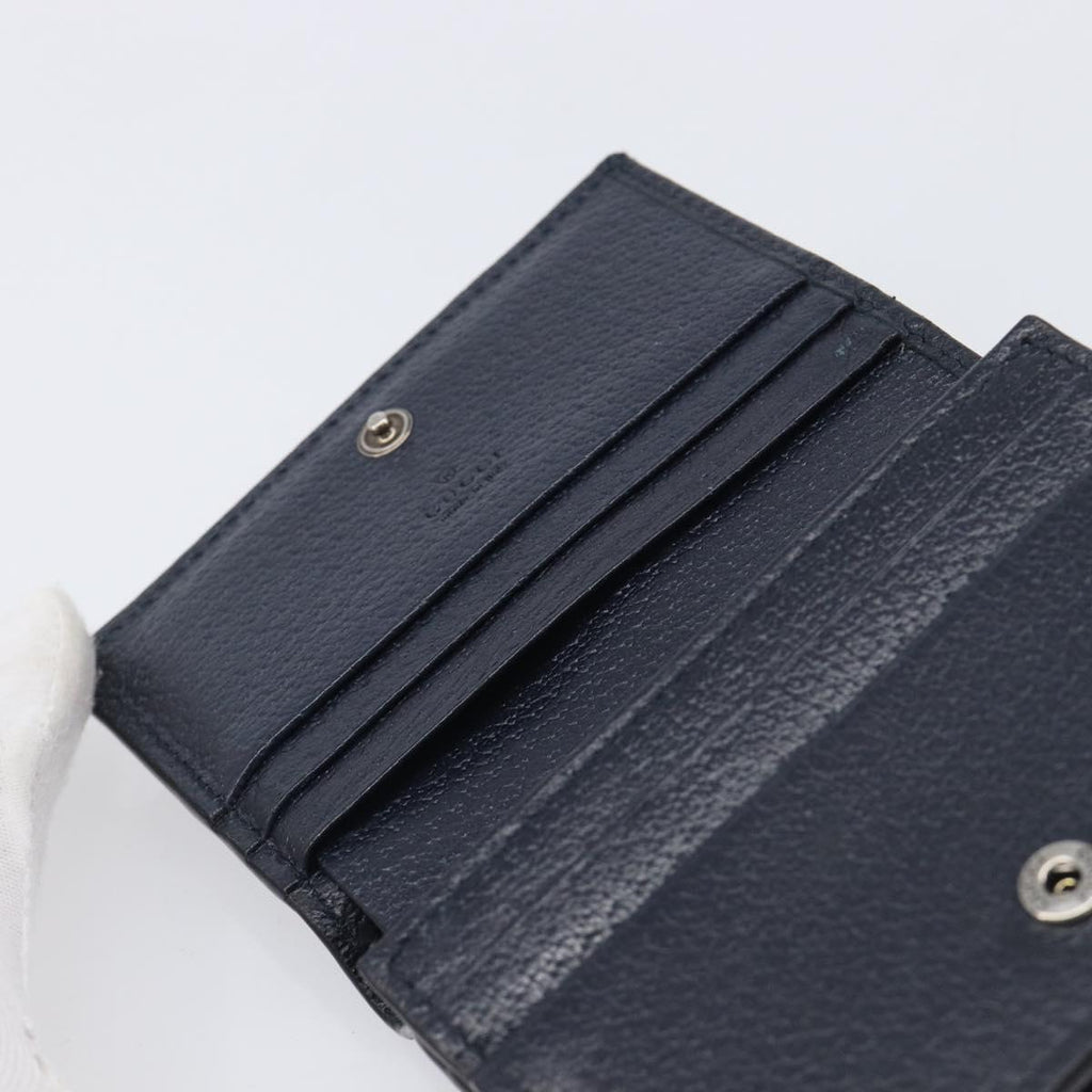 GUCCI GG Supreme Ophidia Sherry Line Wallet PVC Navy Silver 523155 Auth 211508V