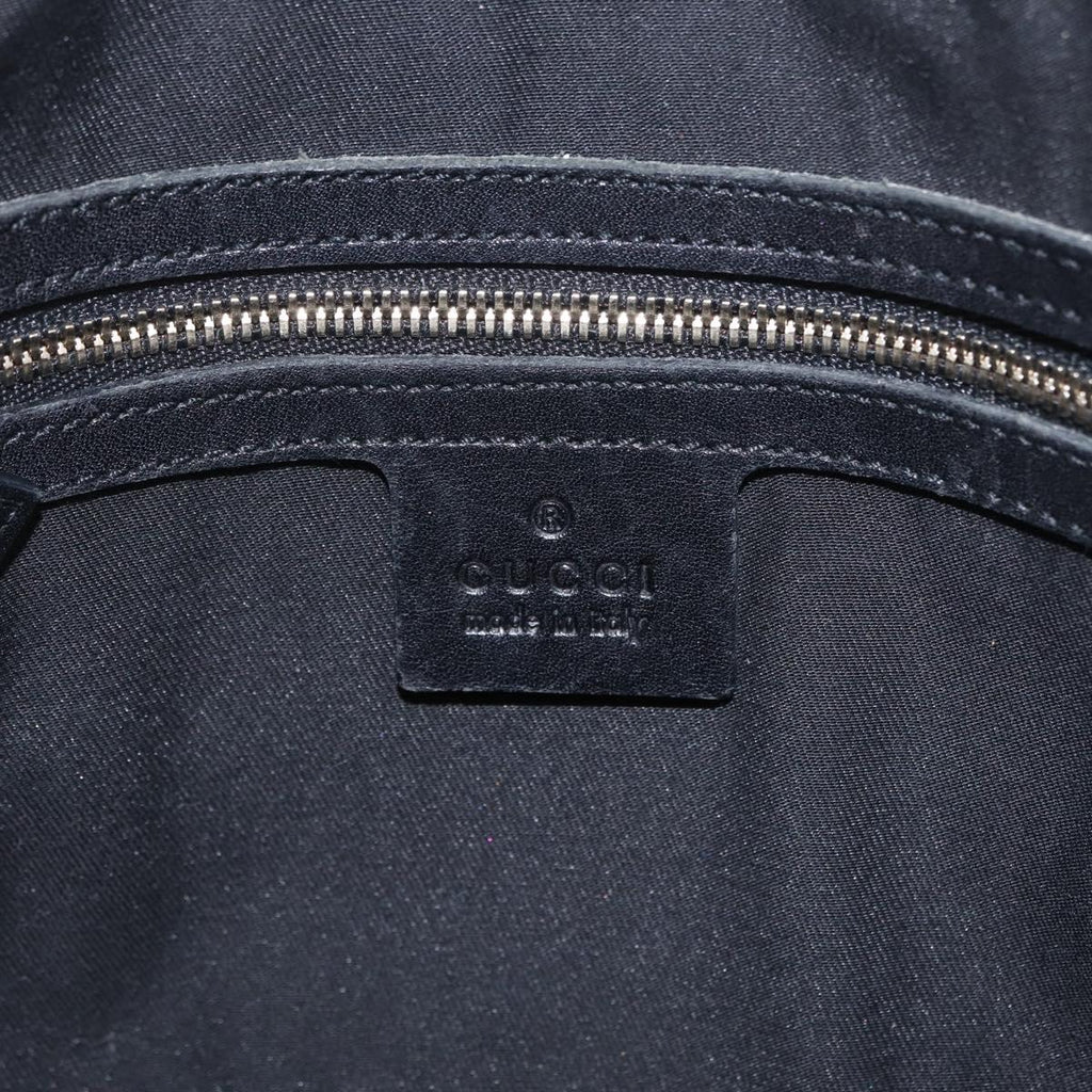 GUCCI Web Sherry Line Hand Bag Leather Black Gold 114882 Auth 211805V