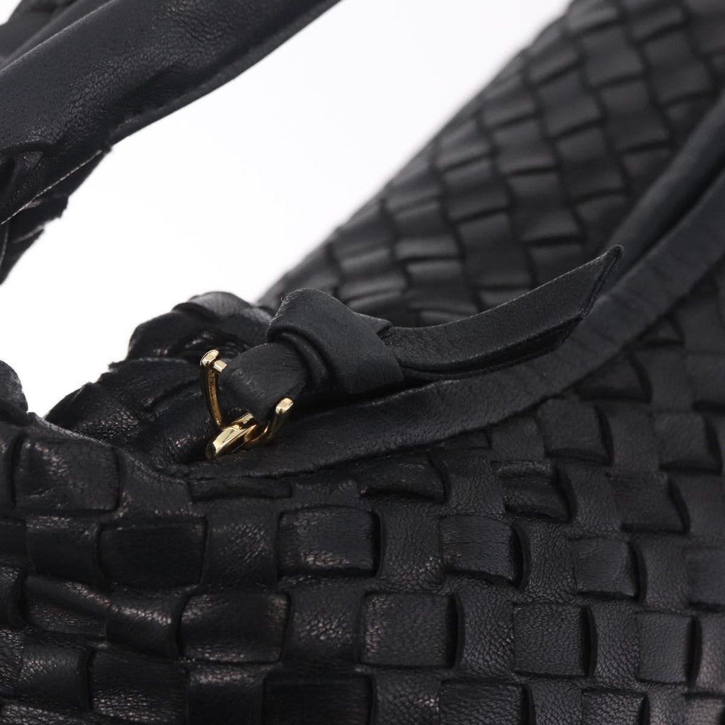 Bottega Veneta INTRECCIATO Hobo Bag Leather outlet Black 115654 Auth 211810M