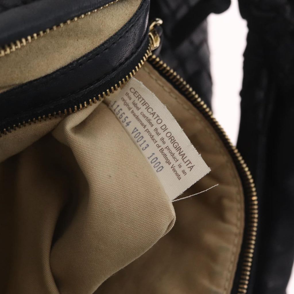 Bottega Veneta INTRECCIATO Hobo Bag Leather outlet Black 115654 Auth 211810M