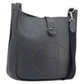 HERMES Evelyn 1GM Shoulder Bag Togo Black Silver Auth 211819M