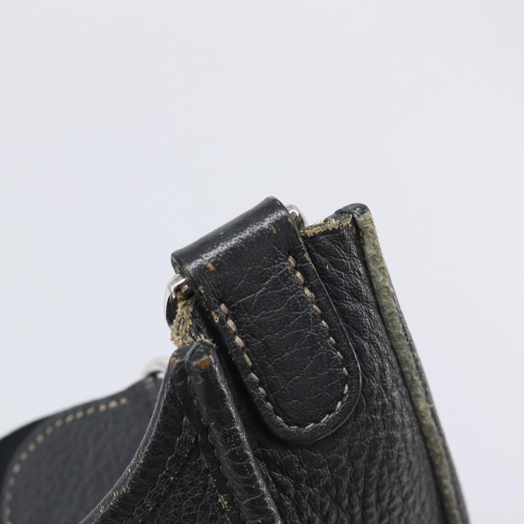 HERMES Evelyn 1GM Shoulder Bag Togo Black Silver Auth 211819M