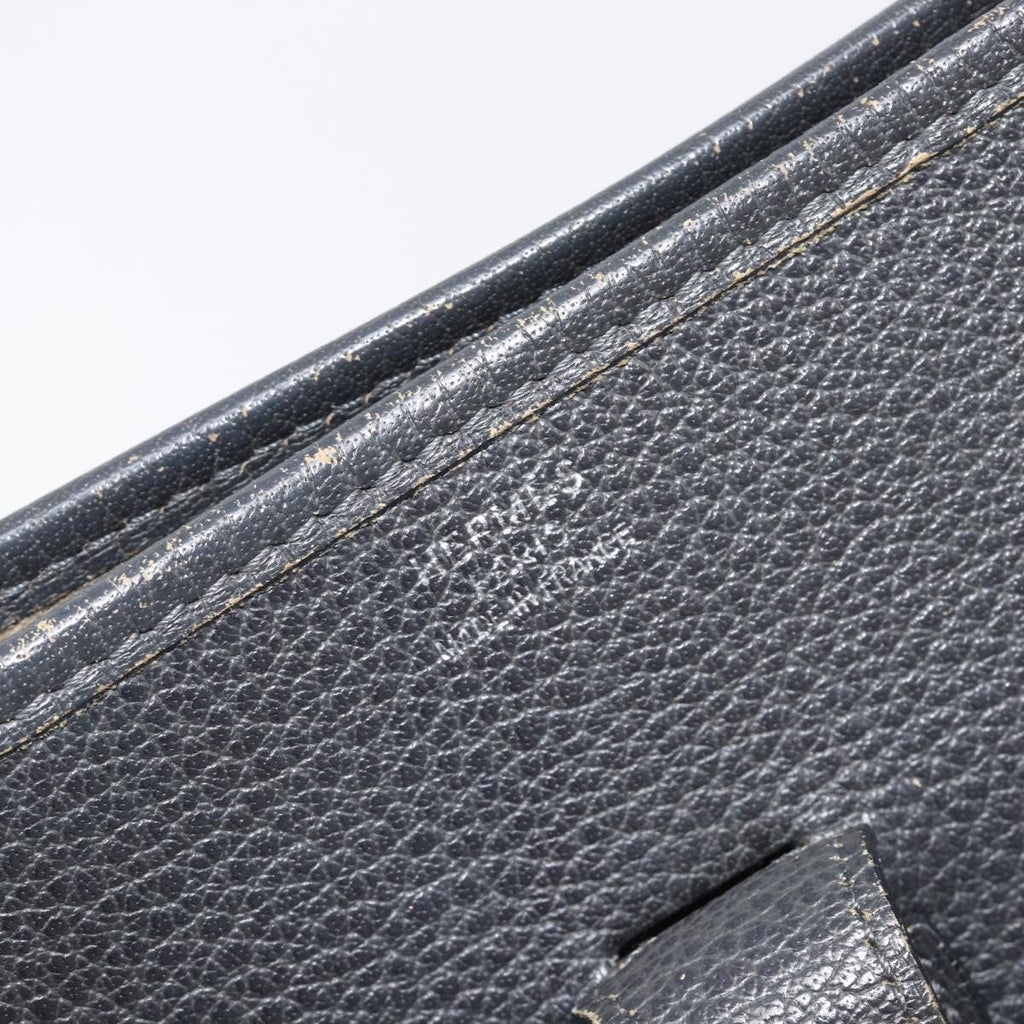 HERMES Evelyn 1GM Shoulder Bag Togo Black Silver Auth 211819M