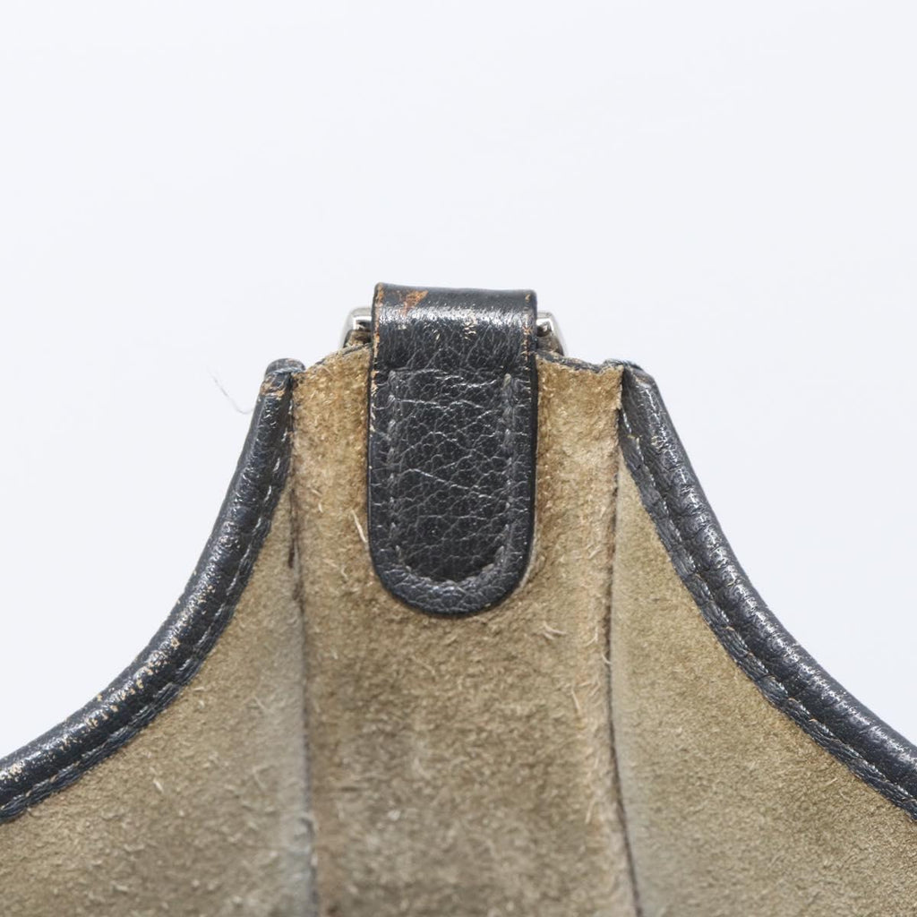 HERMES Evelyn 1GM Shoulder Bag Togo Black Silver Auth 211819M