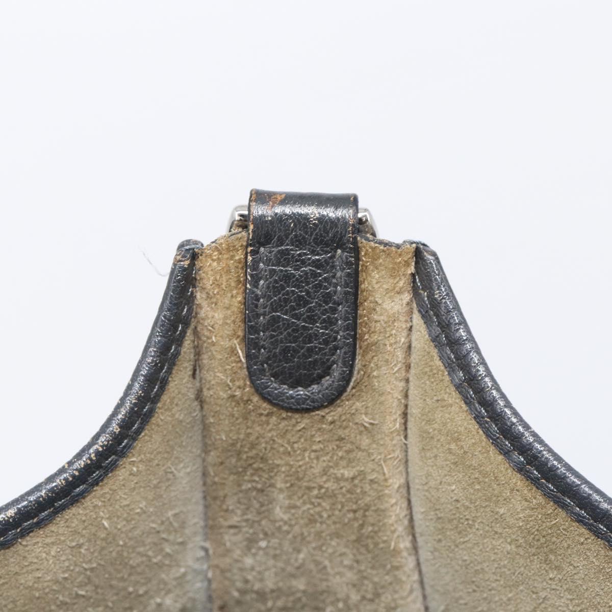 HERMES Evelyn 1GM Shoulder Bag Togo Black Silver Auth 211819M