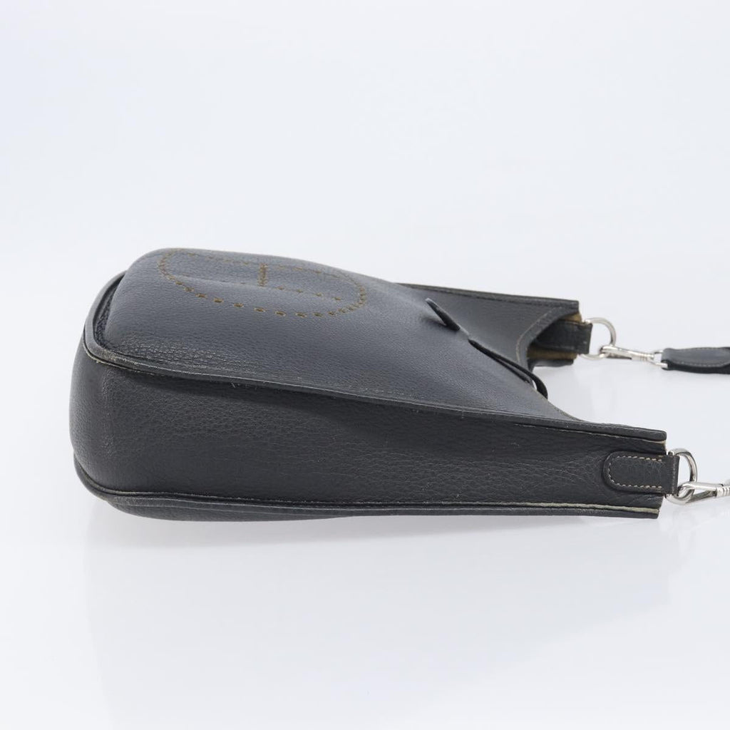 HERMES Evelyn 1GM Shoulder Bag Togo Black Silver Auth 211819M