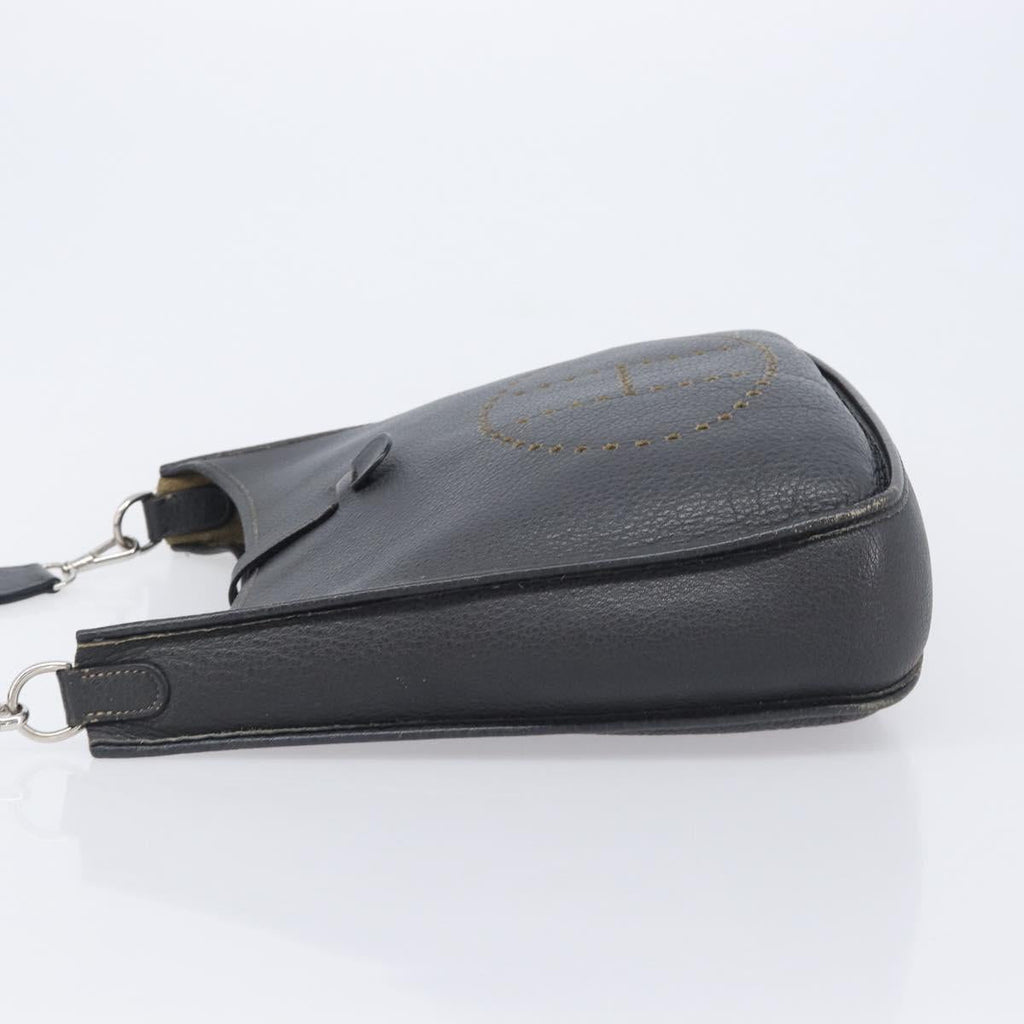 HERMES Evelyn 1GM Shoulder Bag Togo Black Silver Auth 211819M
