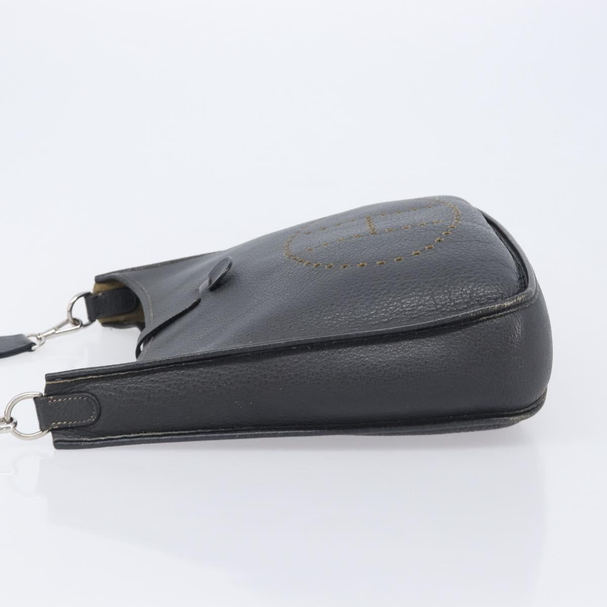 HERMES Evelyn 1GM Shoulder Bag Togo Black Silver Auth 211819M
