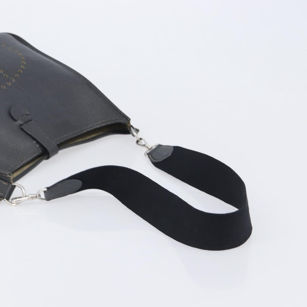 HERMES Evelyn 1GM Shoulder Bag Togo Black Silver Auth 211819M