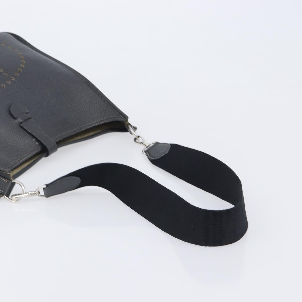 HERMES Evelyn 1GM Shoulder Bag Togo Black Silver Auth 211819M