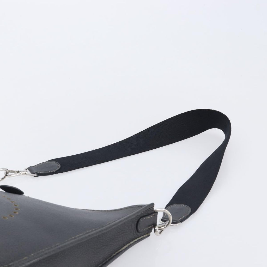 HERMES Evelyn 1GM Shoulder Bag Togo Black Silver Auth 211819M