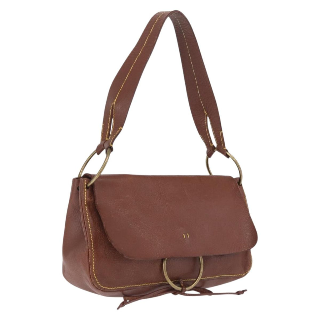 Miu Miu Shoulder Bag Leather Brown Gold Auth 211834A