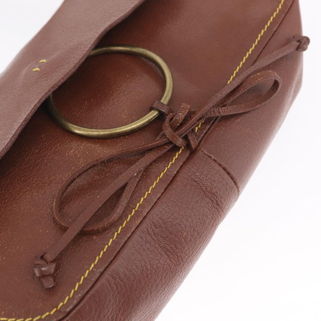 Miu Miu Shoulder Bag Leather Brown Gold Auth 211834A