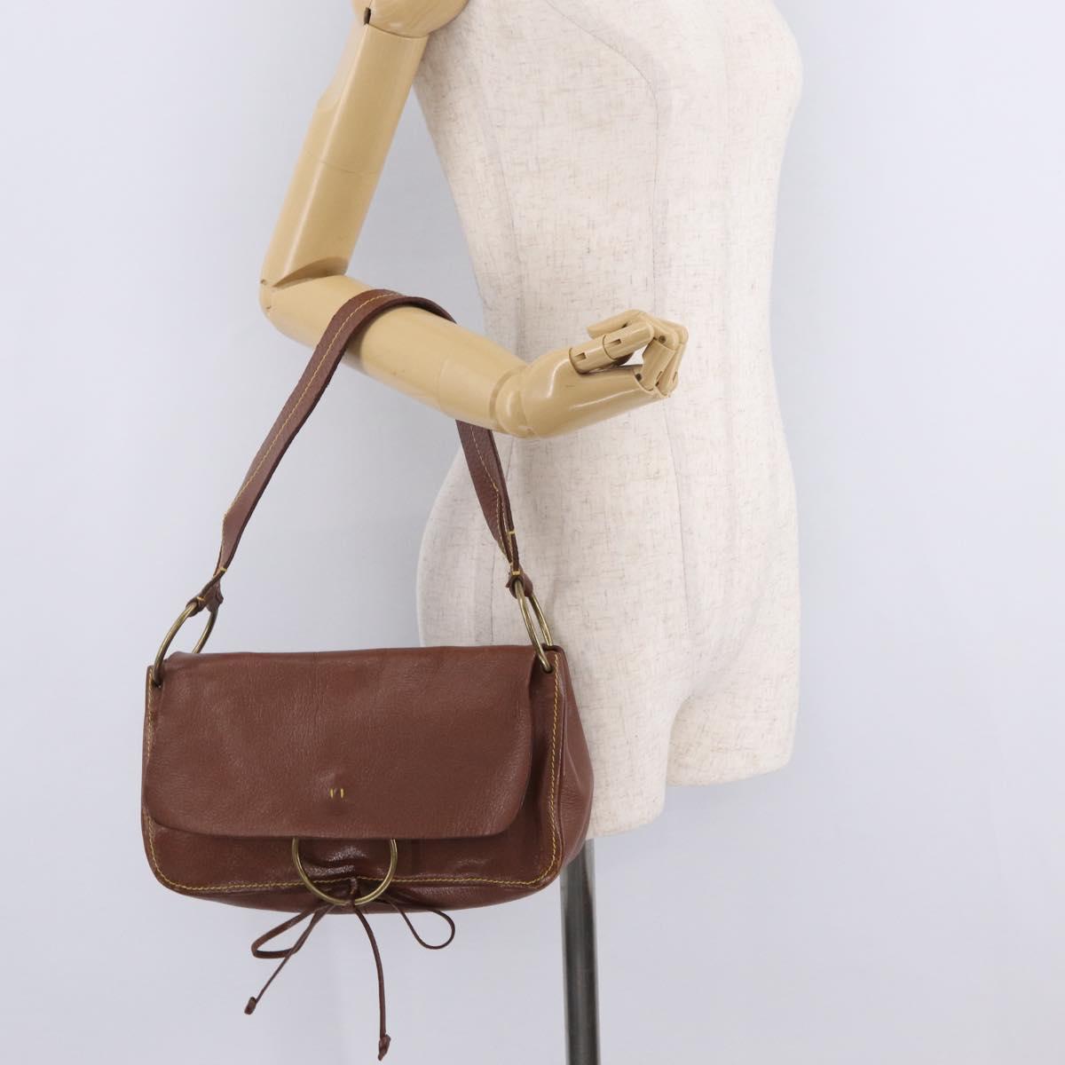 Miu Miu Shoulder Bag Leather Brown Gold Auth 211834A