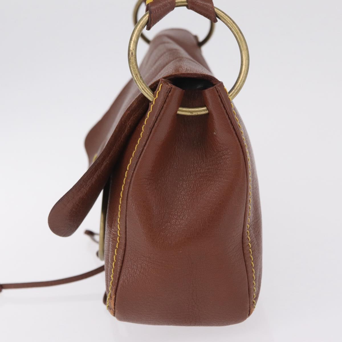 Miu Miu Shoulder Bag Leather Brown Gold Auth 211834A