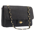 Bally Chain Shoulder Bag Leather Black Gold Auth 211840A