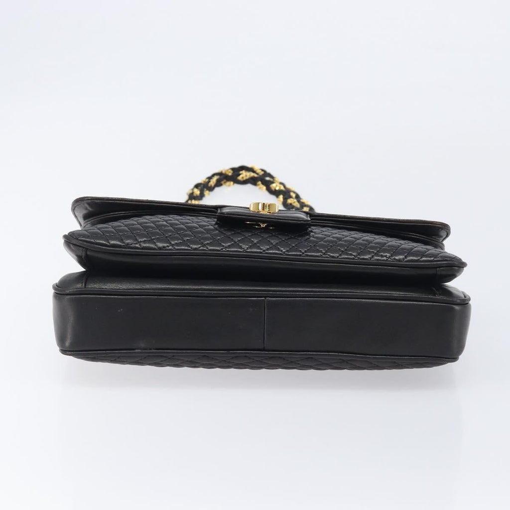 Bally Chain Shoulder Bag Leather Black Gold Auth 211840A