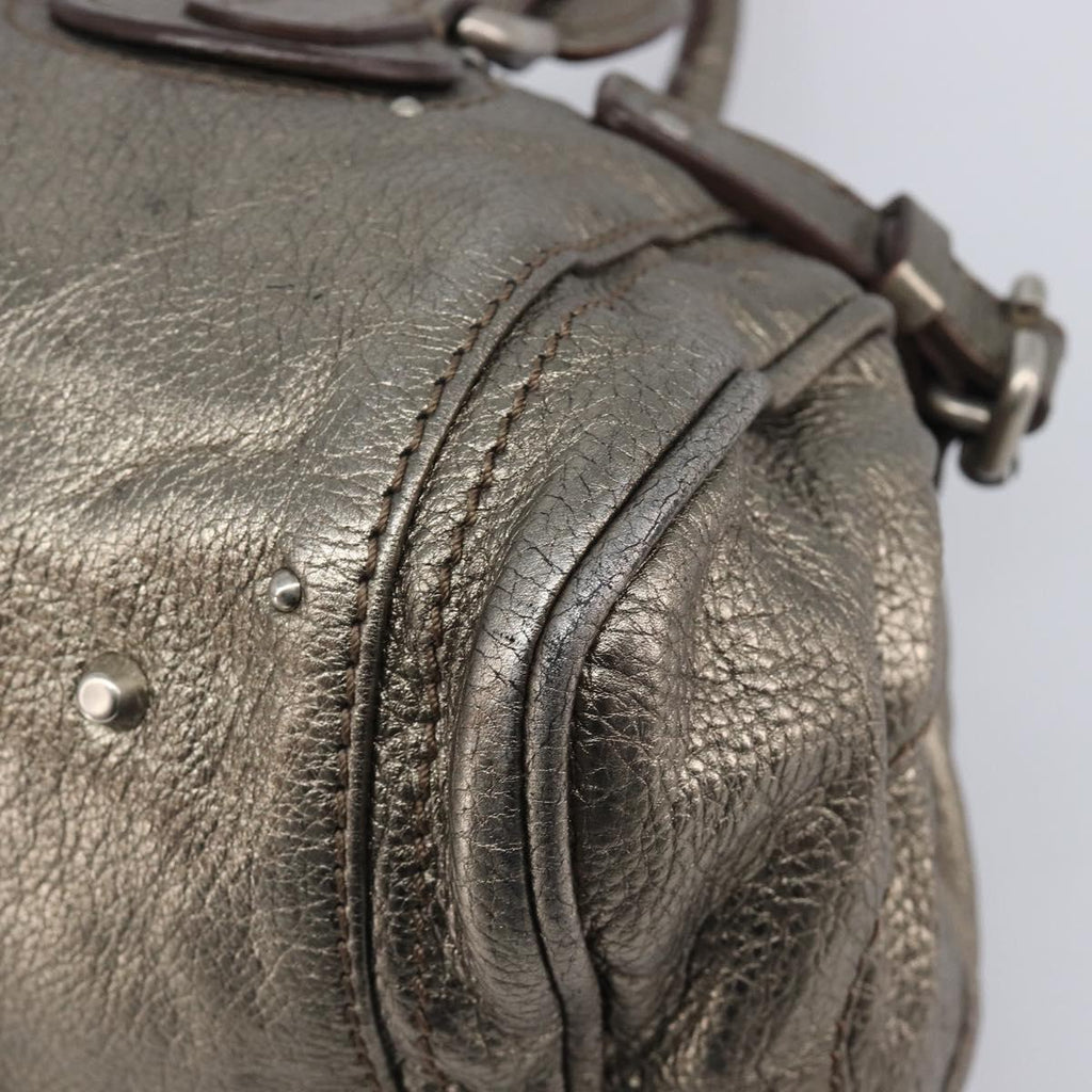 Chloe Paddington Hand Bag Leather Silver Auth 211845V