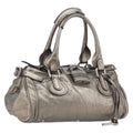 Chloe Paddington Hand Bag Leather Silver Auth 211845V