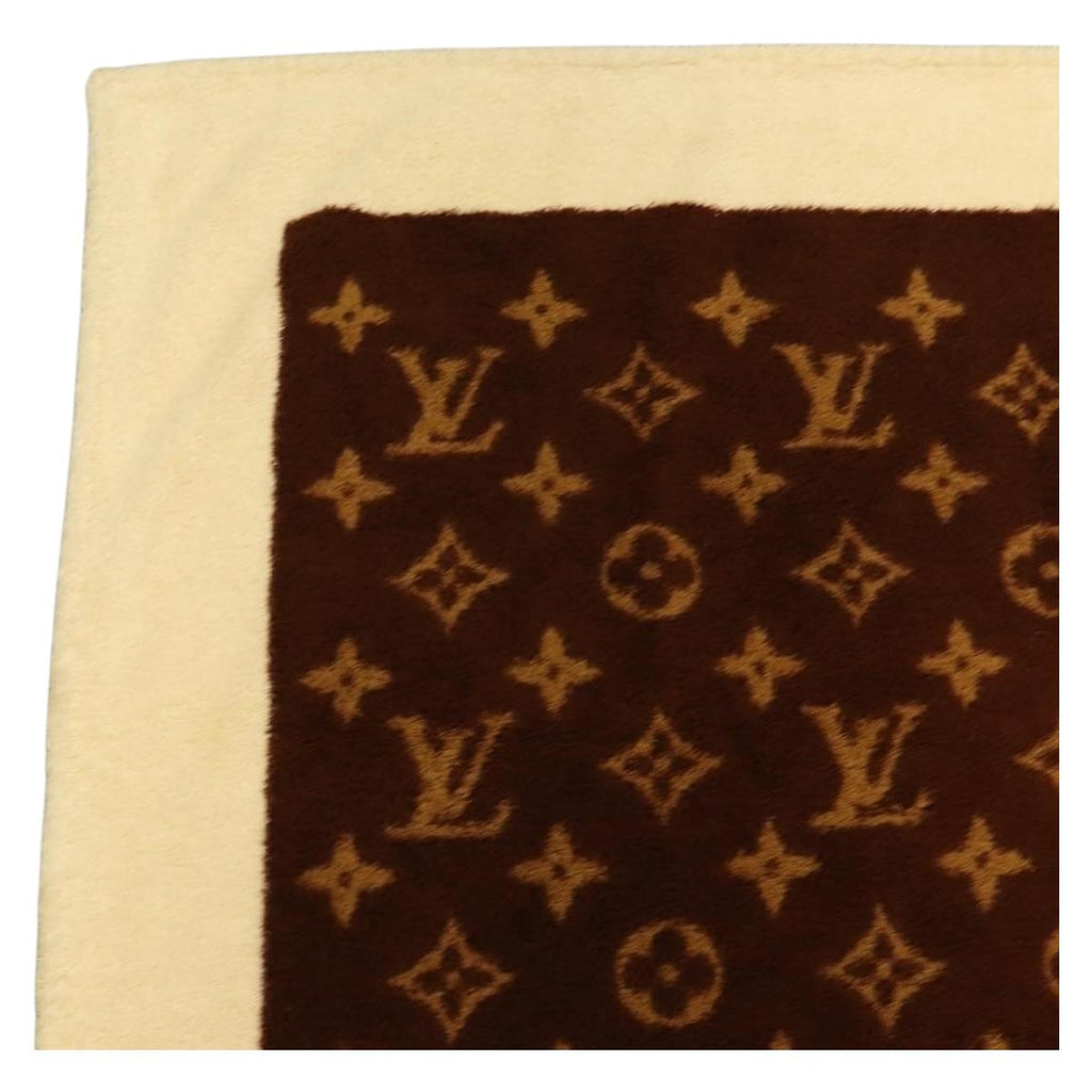 LOUIS VUITTON Blanket Bath Towel Cotton Beige LV Auth 211848V