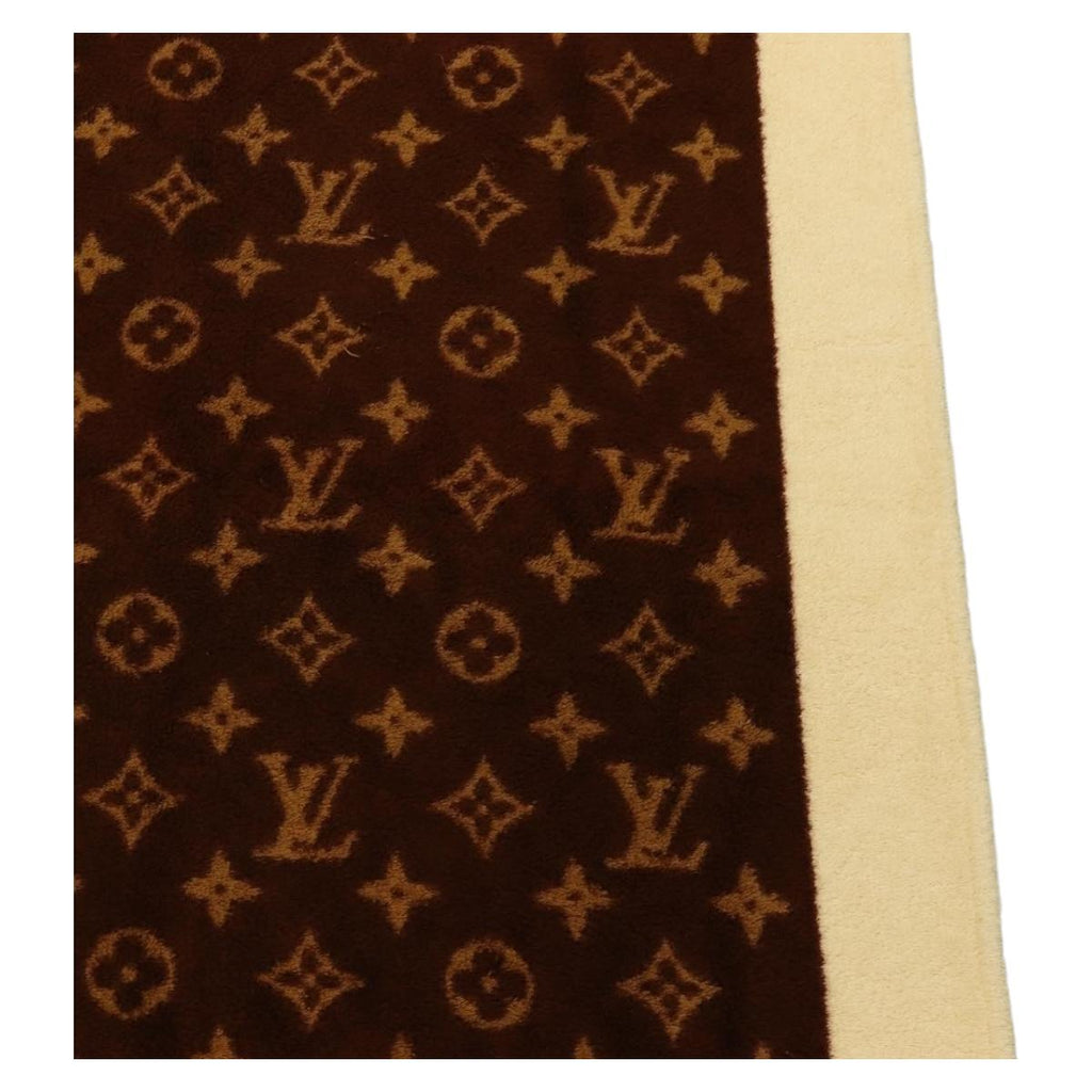 LOUIS VUITTON Blanket Bath Towel Cotton Beige LV Auth 211848V