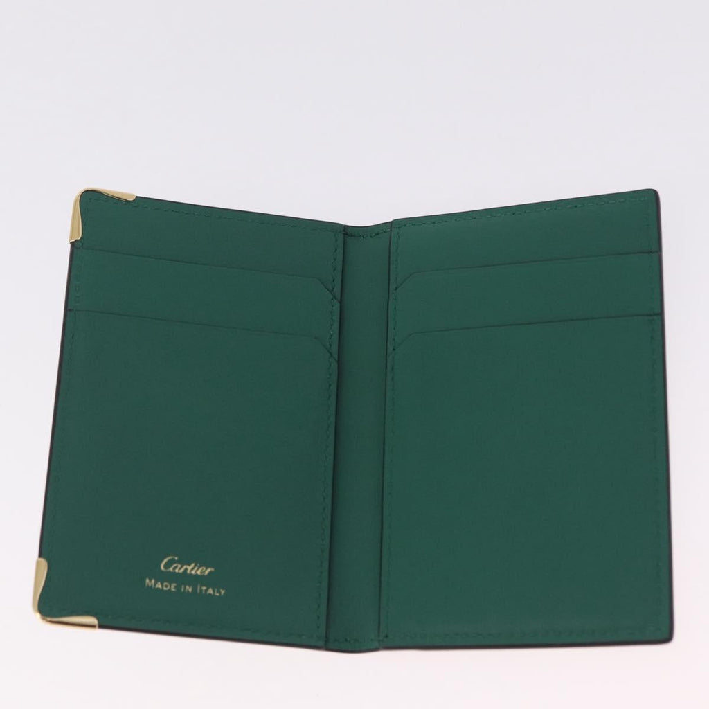 Cartier Must Line Card Case Leather Green Auth 211851M