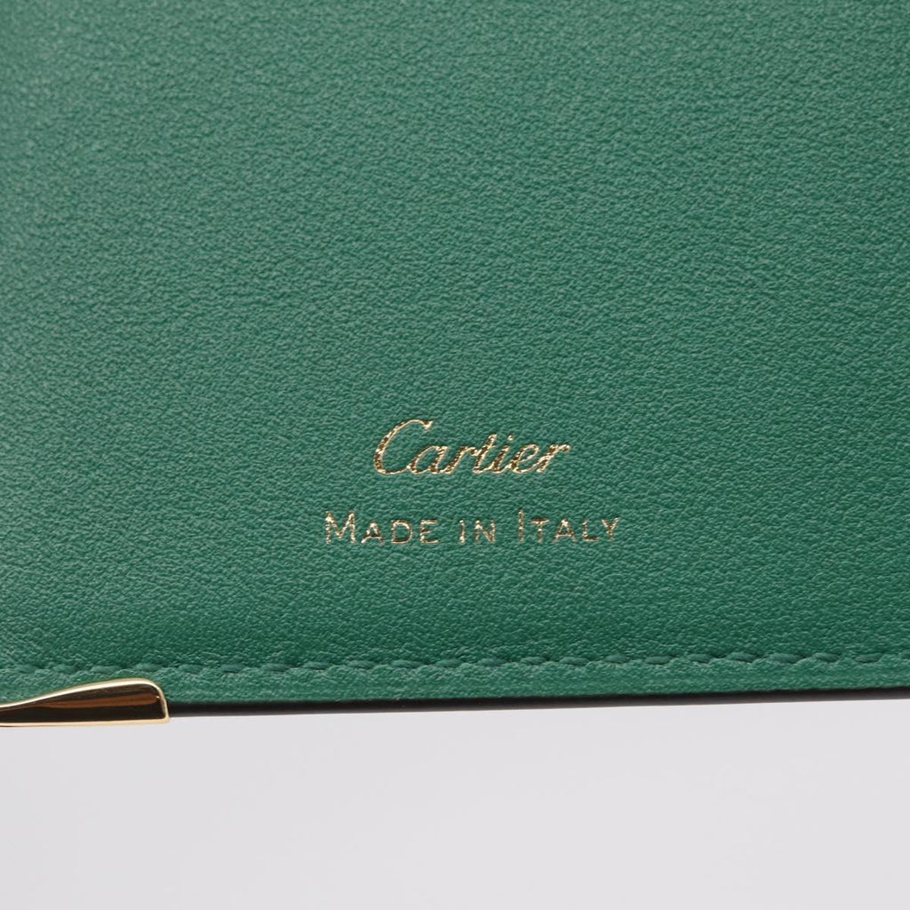 Cartier Must Line Card Case Leather Green Auth 211851M