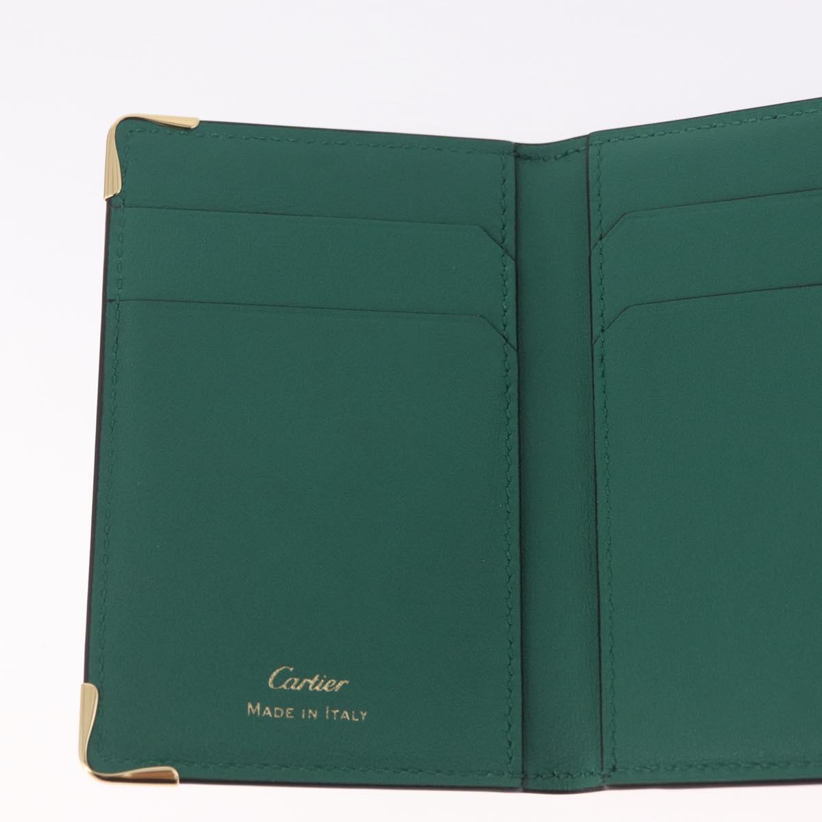 Cartier Must Line Card Case Leather Green Auth 211851M