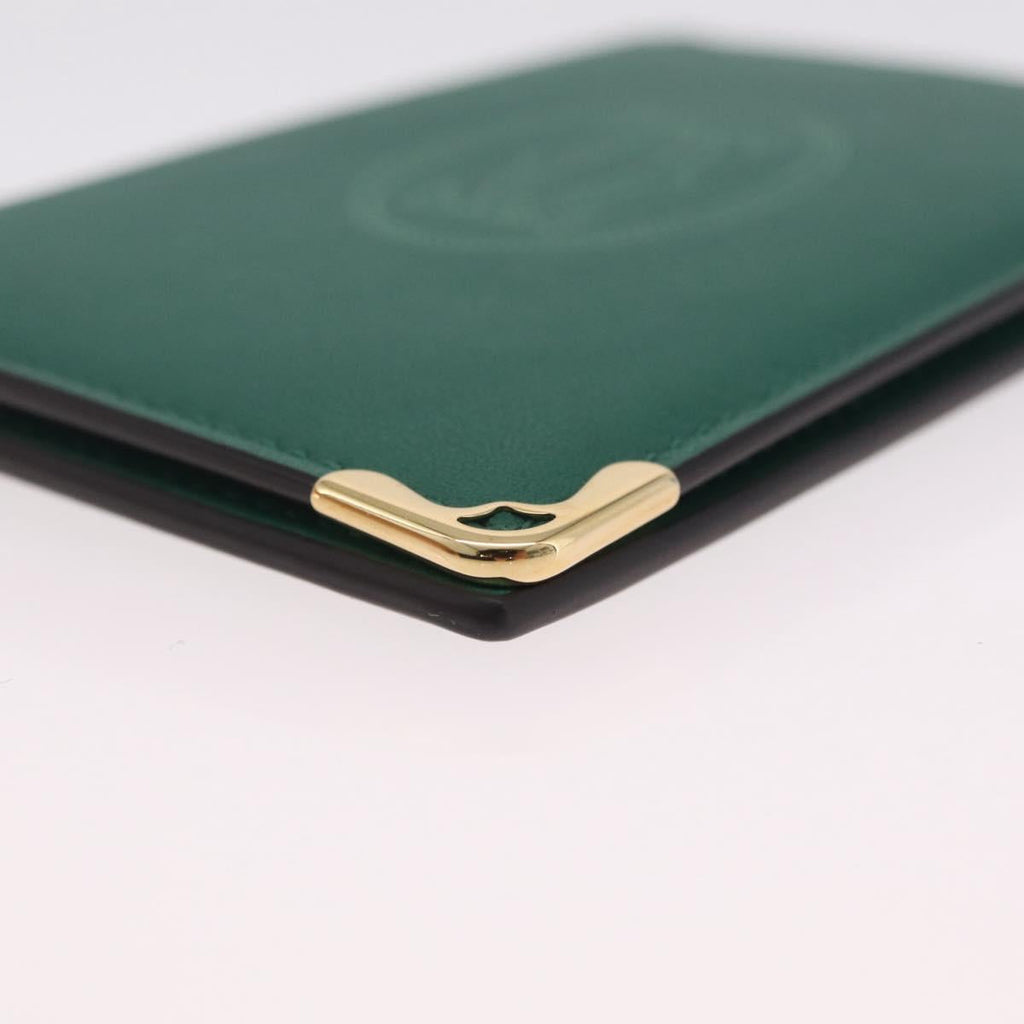 Cartier Must Line Card Case Leather Green Auth 211851M