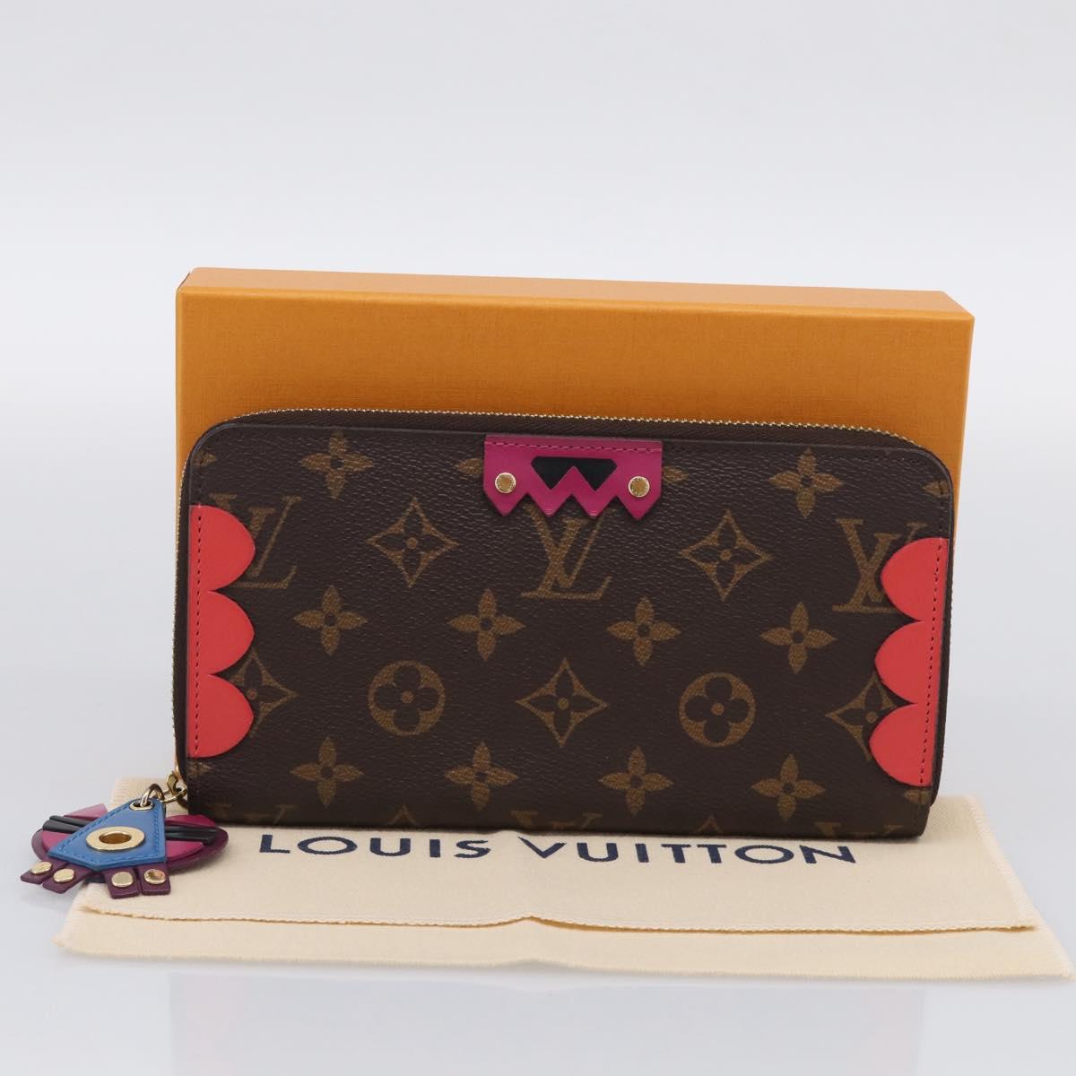 LOUIS VUITTON Monogram Totem Zippy Wallet Red Purple M61364 LV Auth 211853M