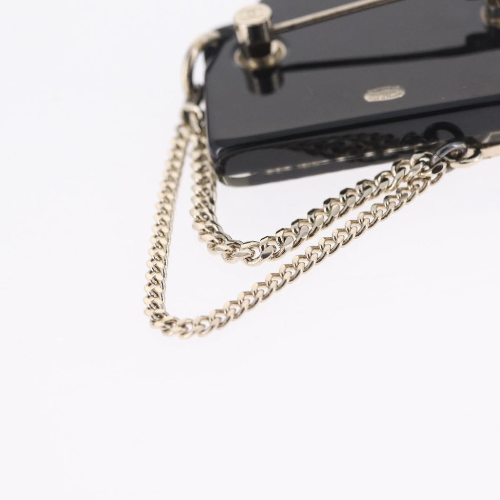 CHANEL Brooch Plastic Black CC Auth 211855M