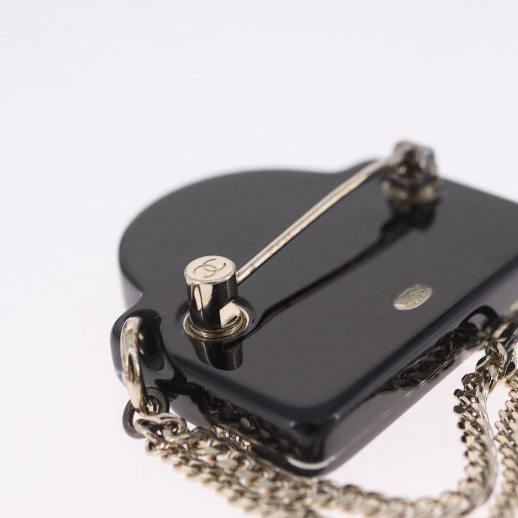 CHANEL Brooch Plastic Black CC Auth 211855M
